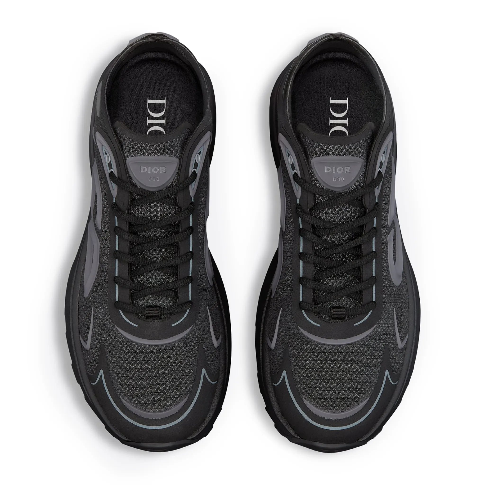 Upper View of Dior B30 Countdown Black Grey Trainer 3SN342ABF_H968
